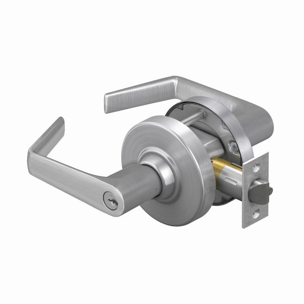 Schlage Commercial Storeroom Saturn Lever C Keyway, 2-3/4" Deadlatch, ANSI Strike Satin Chrome ALX80PSAT626 - main